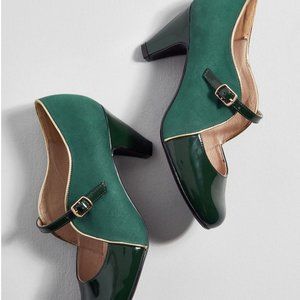 Vintage Green Suede and Patent Leather Dance Shoes